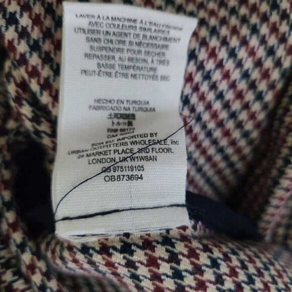 Free‎ People Mini Skirt 2 Black Red Houndstooth Ruched Soft Career Office - Picture 6 of 6